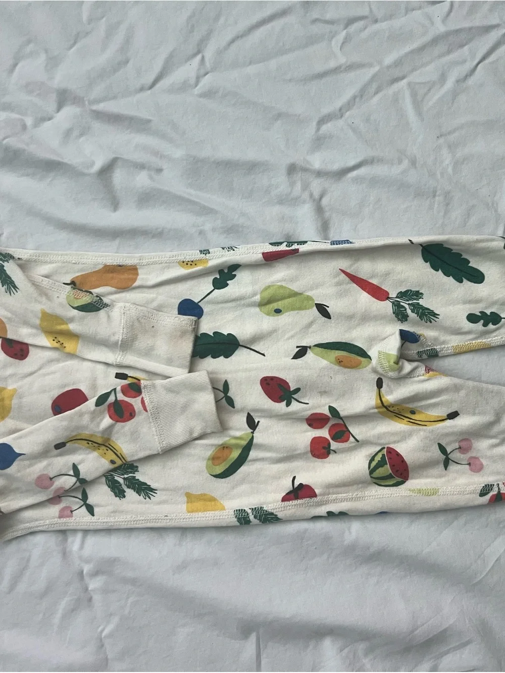 Hanna Andersson Cream Fruit & Veggie Print Zipper Pajama Set
